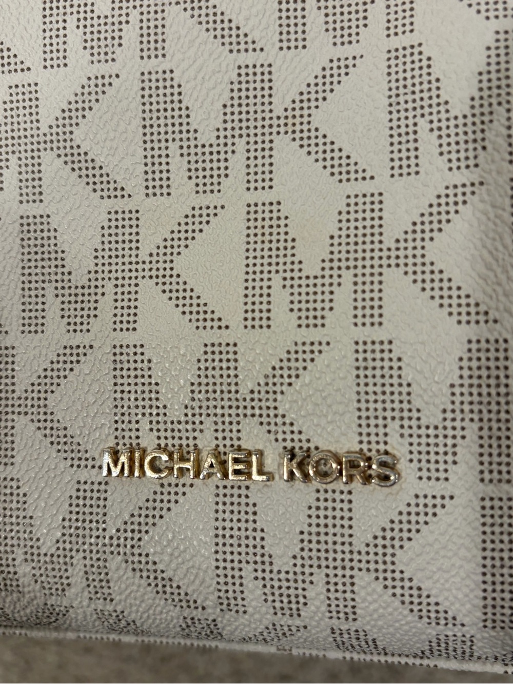 Michael Kors Vanilla Logo Satchel with Acorn Brown Trim - Picture 7 of 10